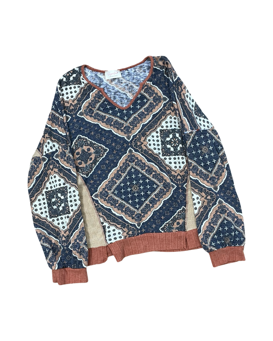 Top Ls By Clothes Mentor In Blue & Orange, Size:L