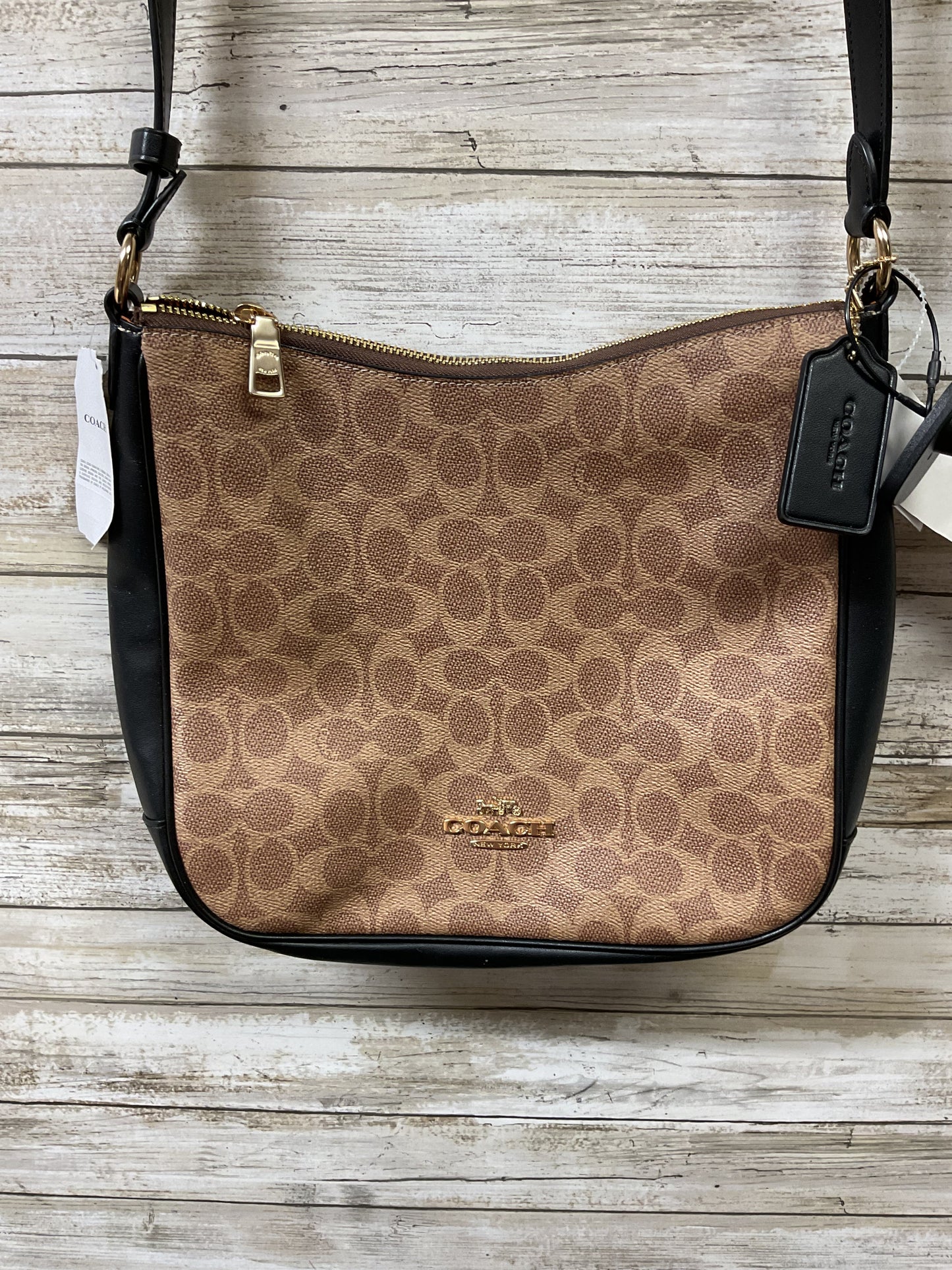 Crossbody Designer By Coach In Black & Brown, Size:Medium