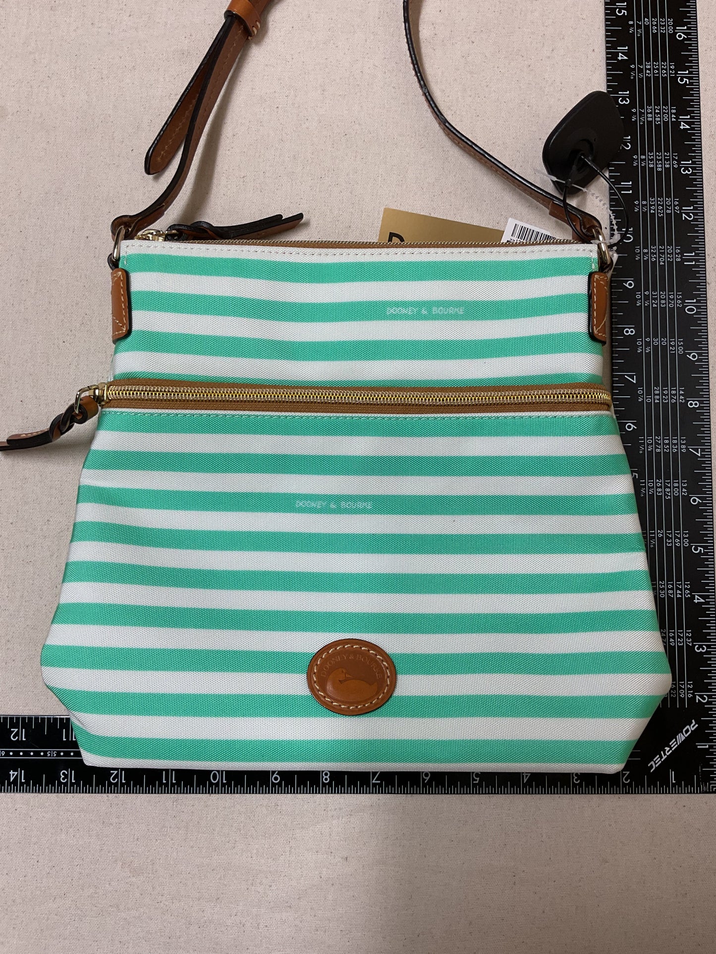 Handbag Designer By Dooney And Bourke In Green & White, Size:Medium