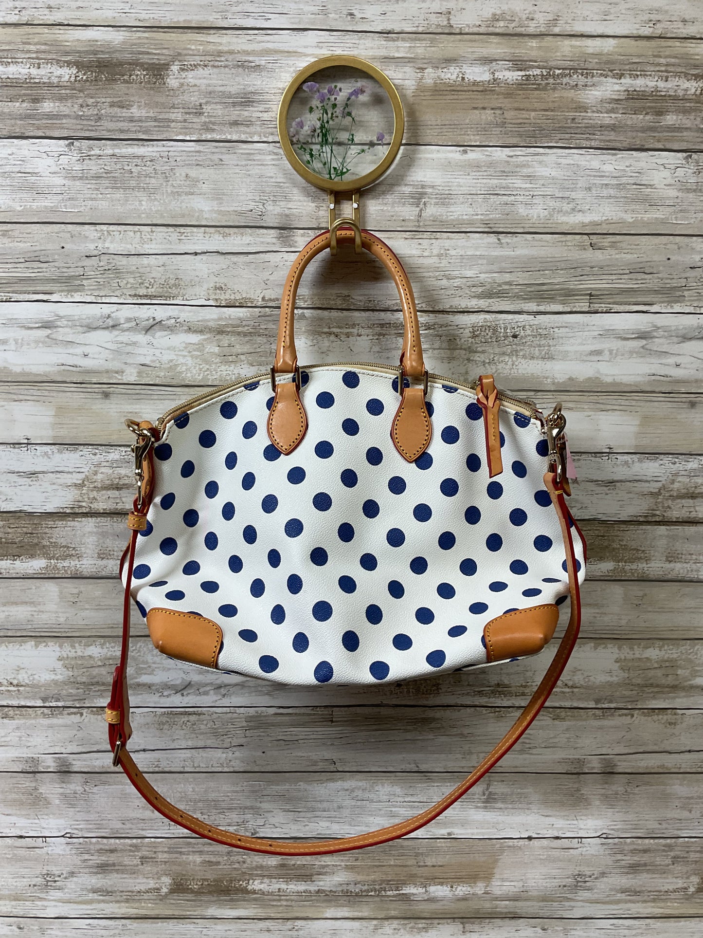 Handbag Designer By Dooney And Bourke In Polkadot Pattern, Size:Medium