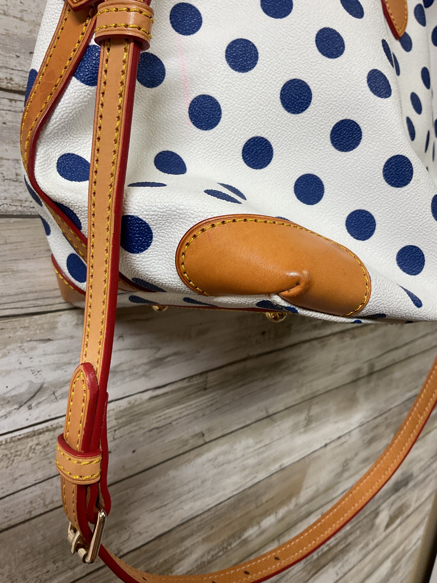 Handbag Designer By Dooney And Bourke In Polkadot Pattern, Size:Medium