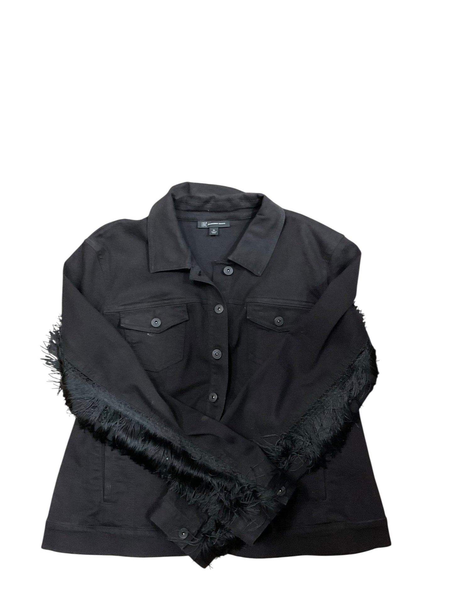 Jacket Denim By International Concepts In Black Denim, Size:Xl