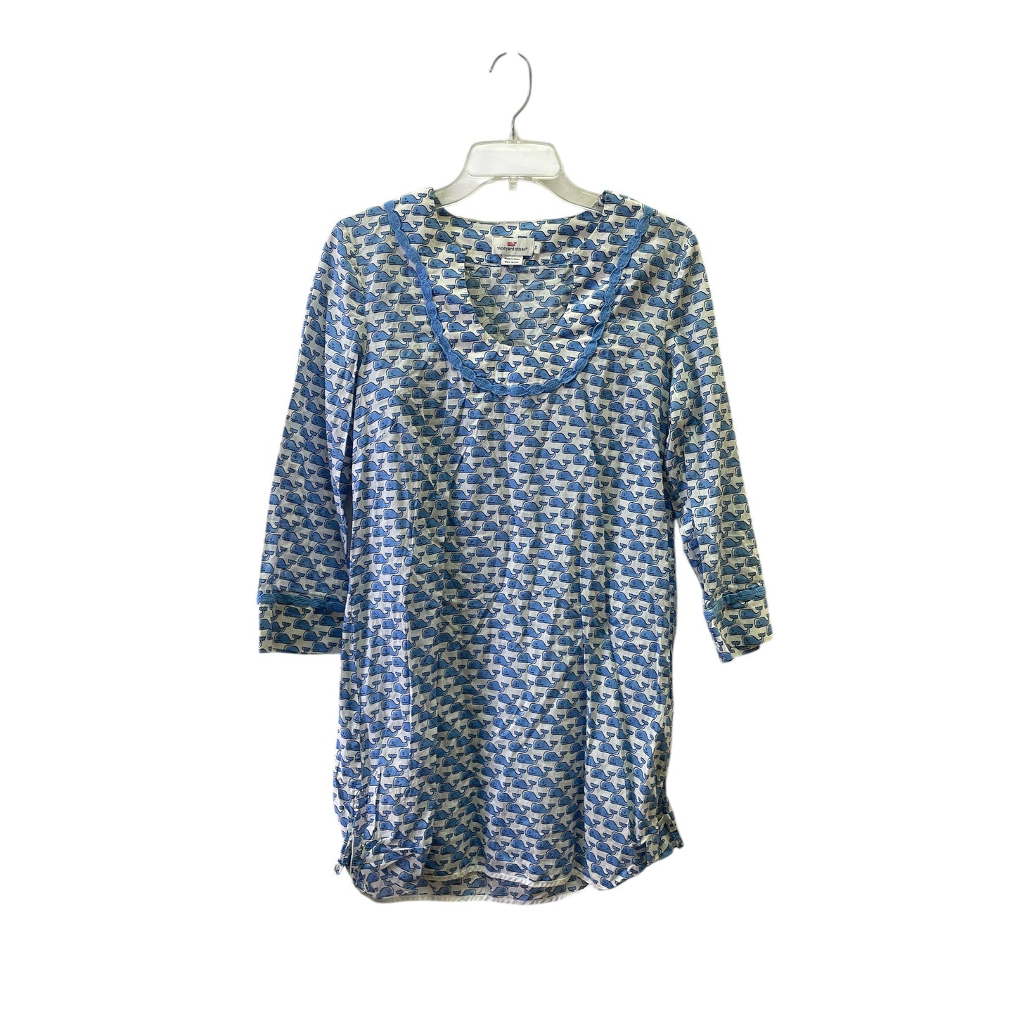 Top 3/4 Sleeve By Vineyard Vines In Blue & White, Size:S