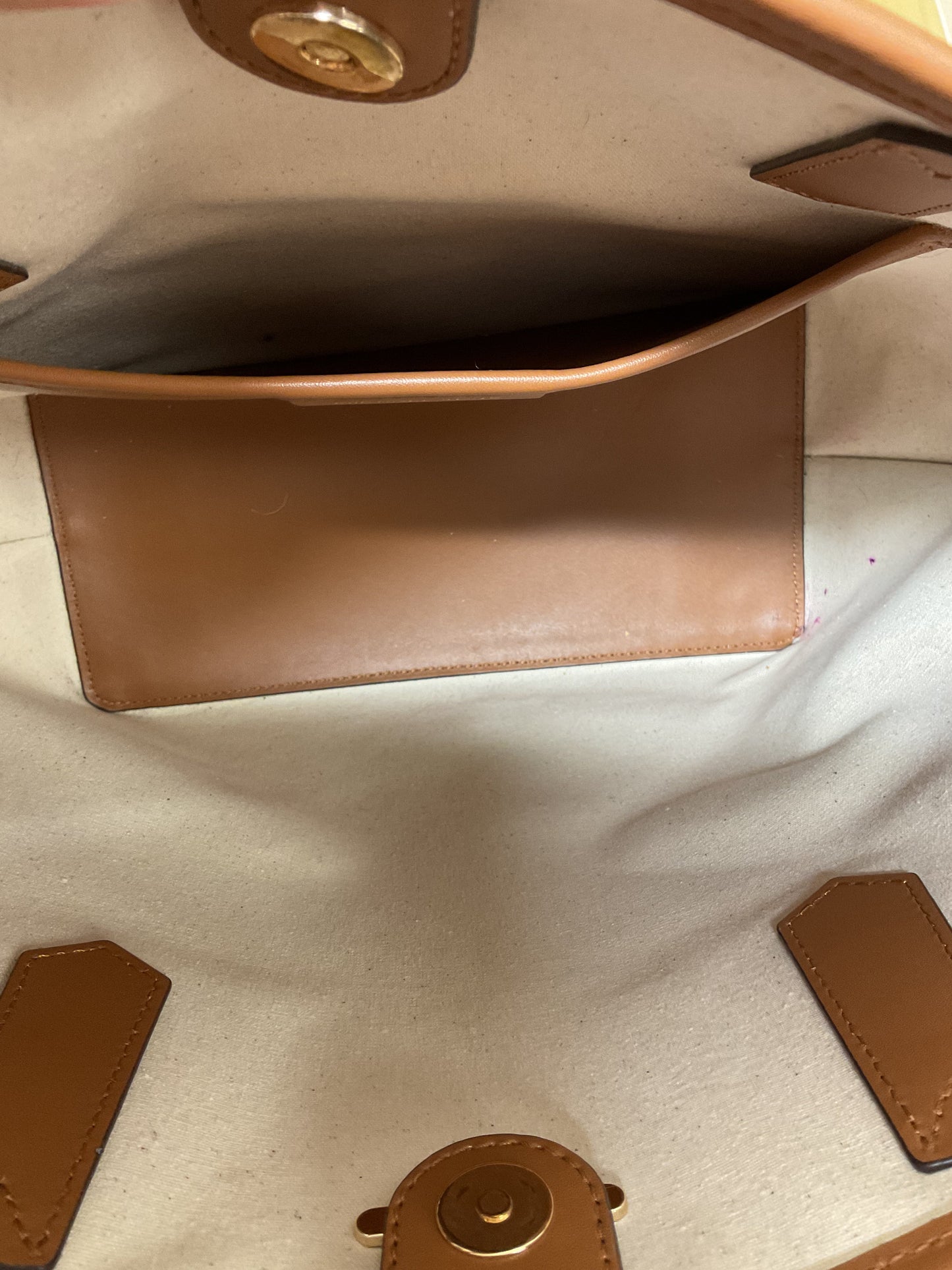 Tote Designer By Michael Kors In Cream & Tan, Size:Large