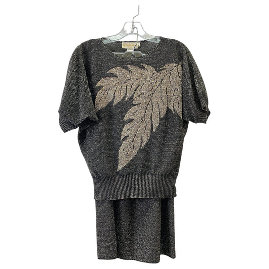 Skirt Set 2Pc By VIVANTI In Black & Gold, Size:M