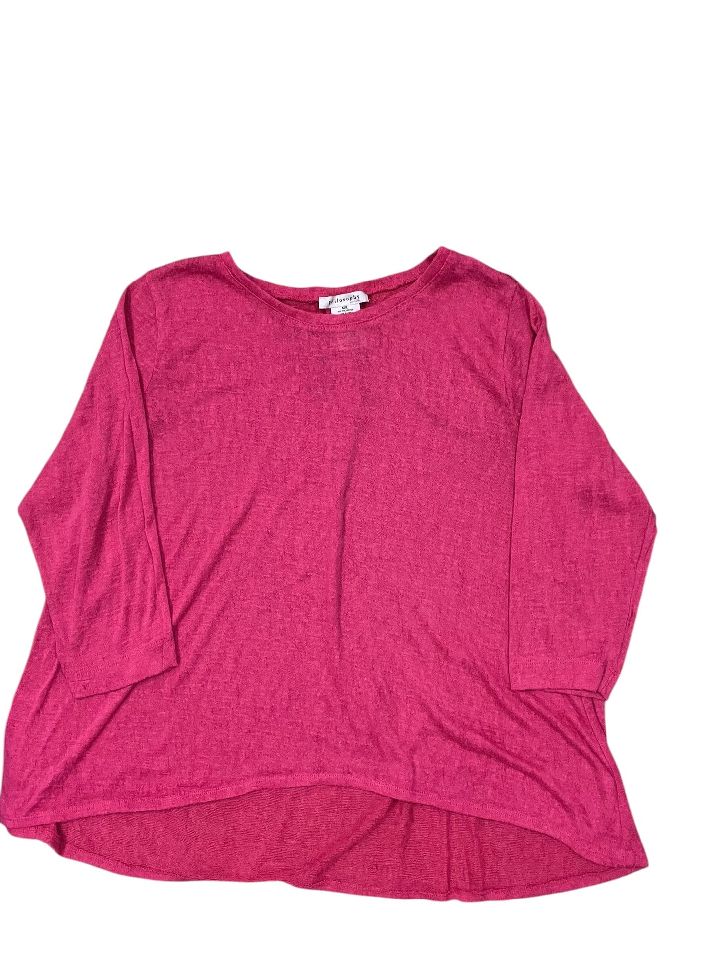Top 3/4 Sleeve By Philosophy In Pink, Size:1X