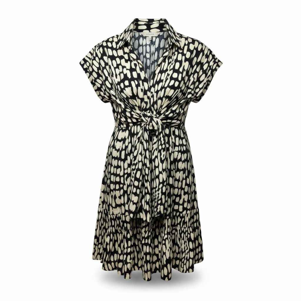 Dress Casual Midi By Black Label By Chicos In Black & Cream, Size: M