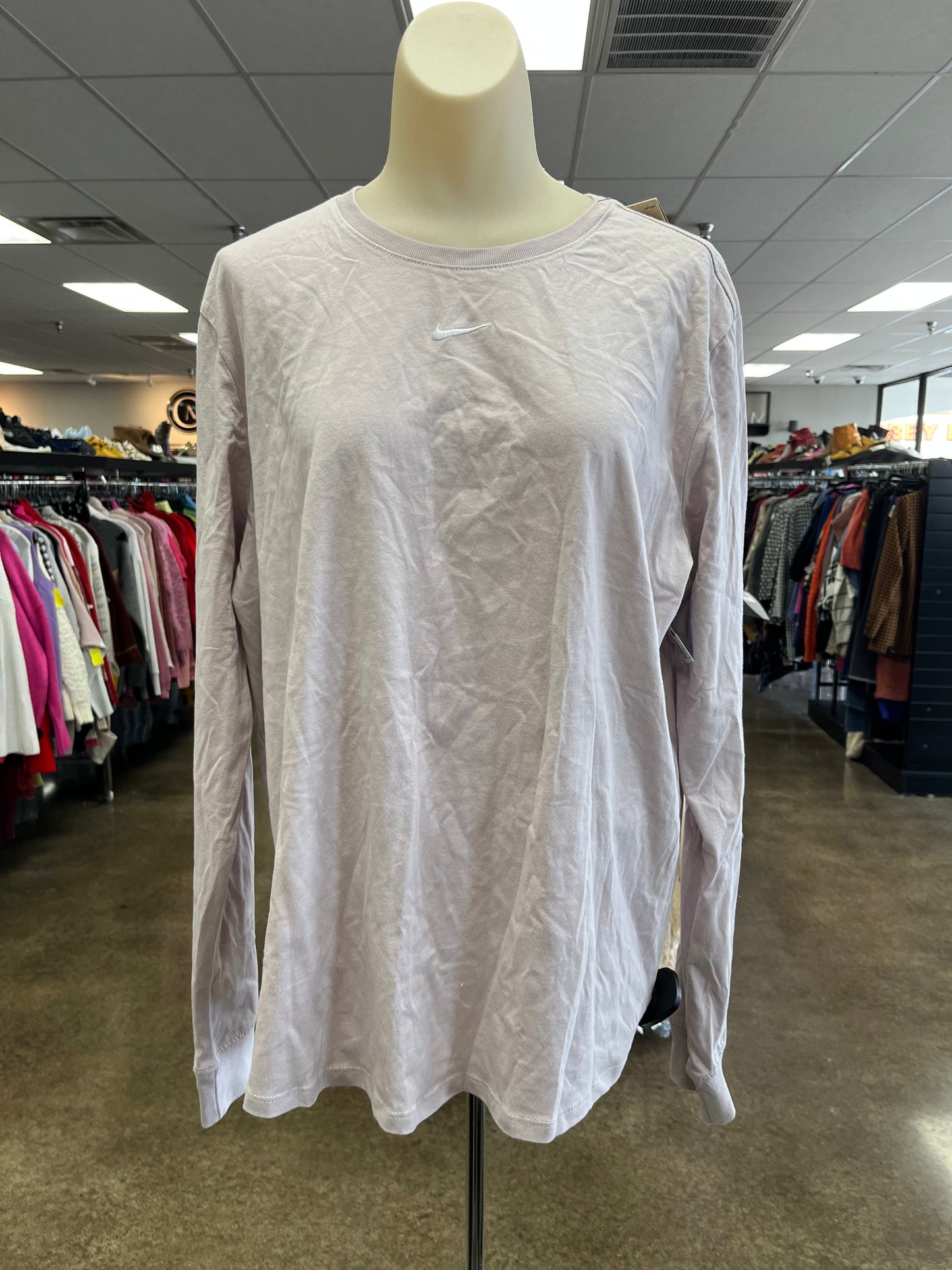 Athletic Top Ls Crewneck By Nike Apparel In Pink, Size:Xl