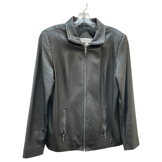 Jacket Leather By Valerie Stevens In Black, Size:L