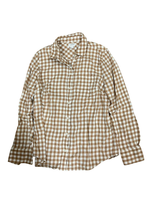 Blouse Ls By J. Crew In Tan & White, Size:S