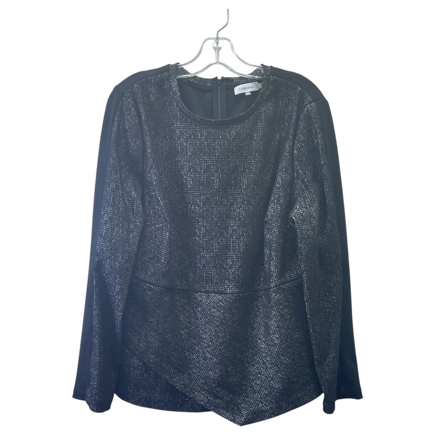 Top Ls By Calvin Klein In Black & Silver, Size:Xl