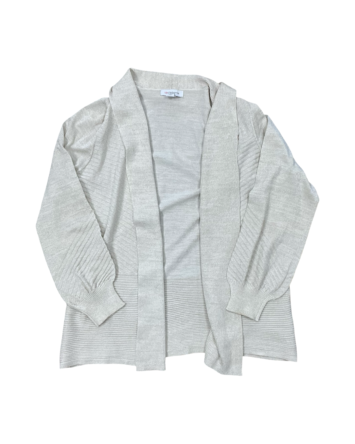 Sweater Cardigan By Liz Claiborne In Cream, Size:L