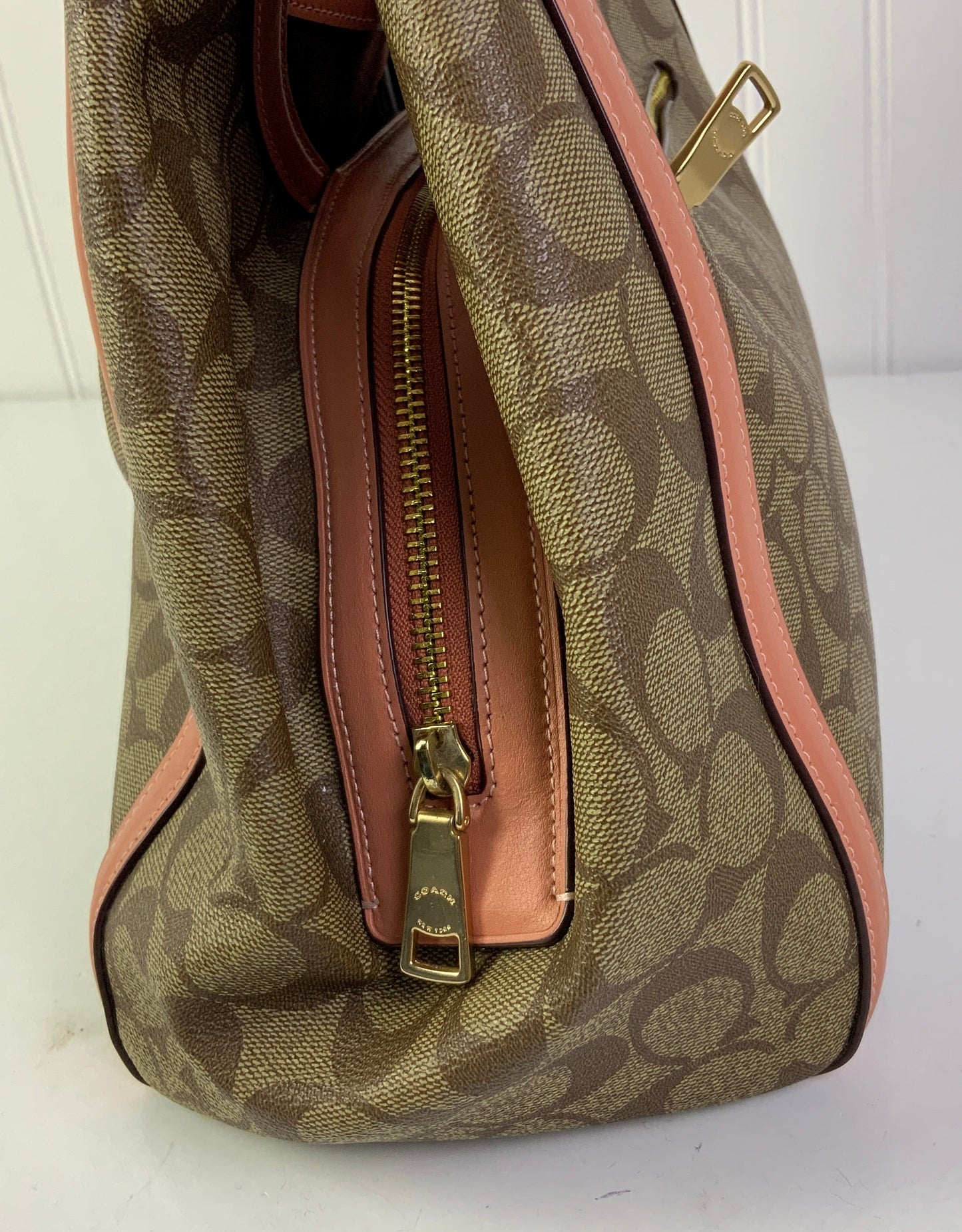 Handbag Designer By Coach In Brown & Pink, Size:Medium
