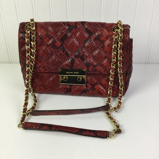 Handbag Designer By Michael Kors In Black & Red, Size:Medium