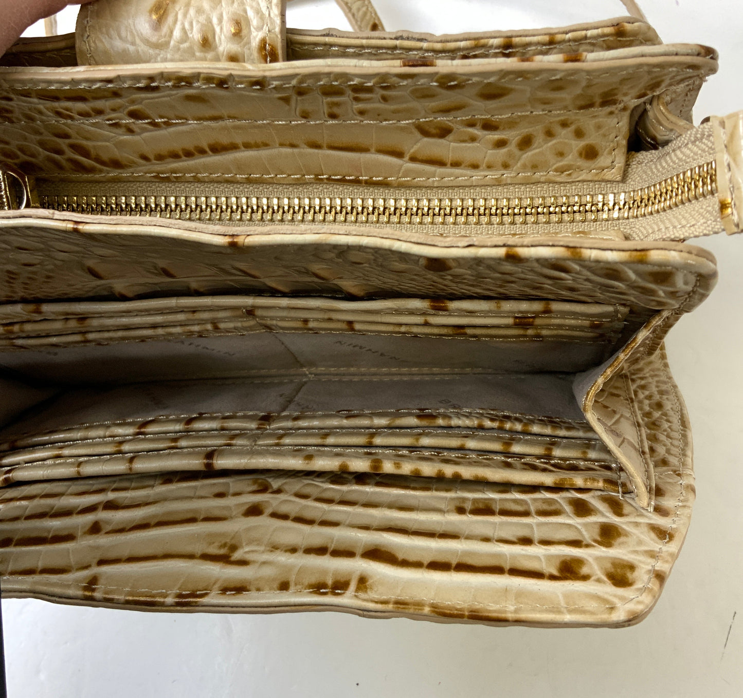 Crossbody Designer By Brahmin In Tan, Size:Small