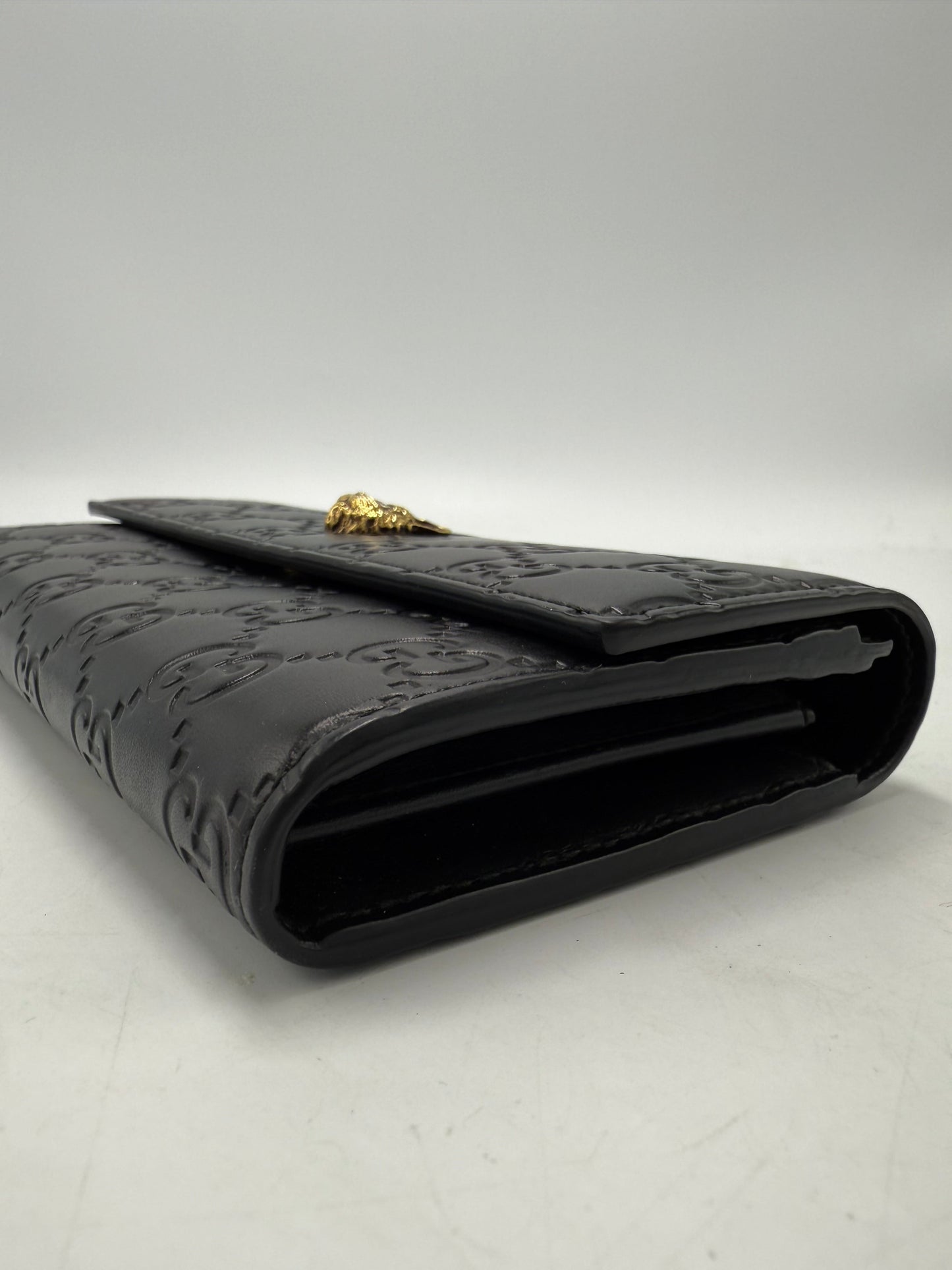 Gucci GG Guccissima Cat Continental Luxury Designer Wallet