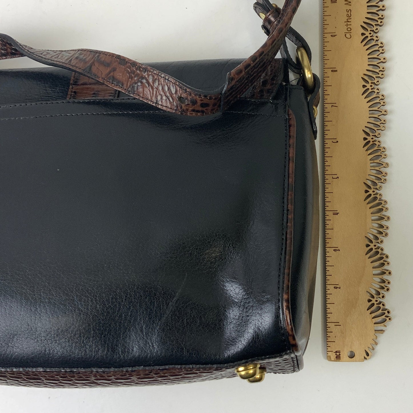 Handbag Designer By Brahmin In Black & Brown, Size:Medium