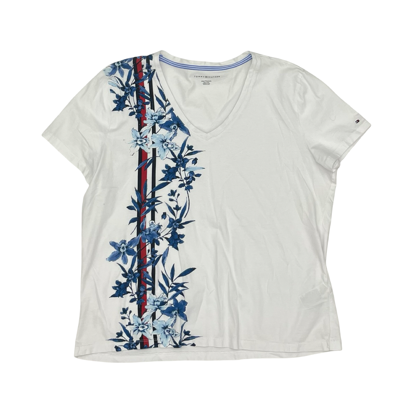 Top Ss By Tommy Hilfiger In Blue & White, Size:Xxl