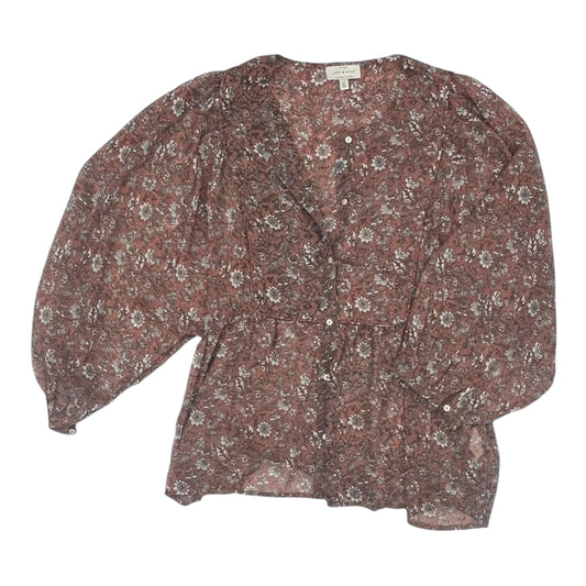 Blouse 3/4 Sleeve By Lucky Brand In Floral Print, Size:L