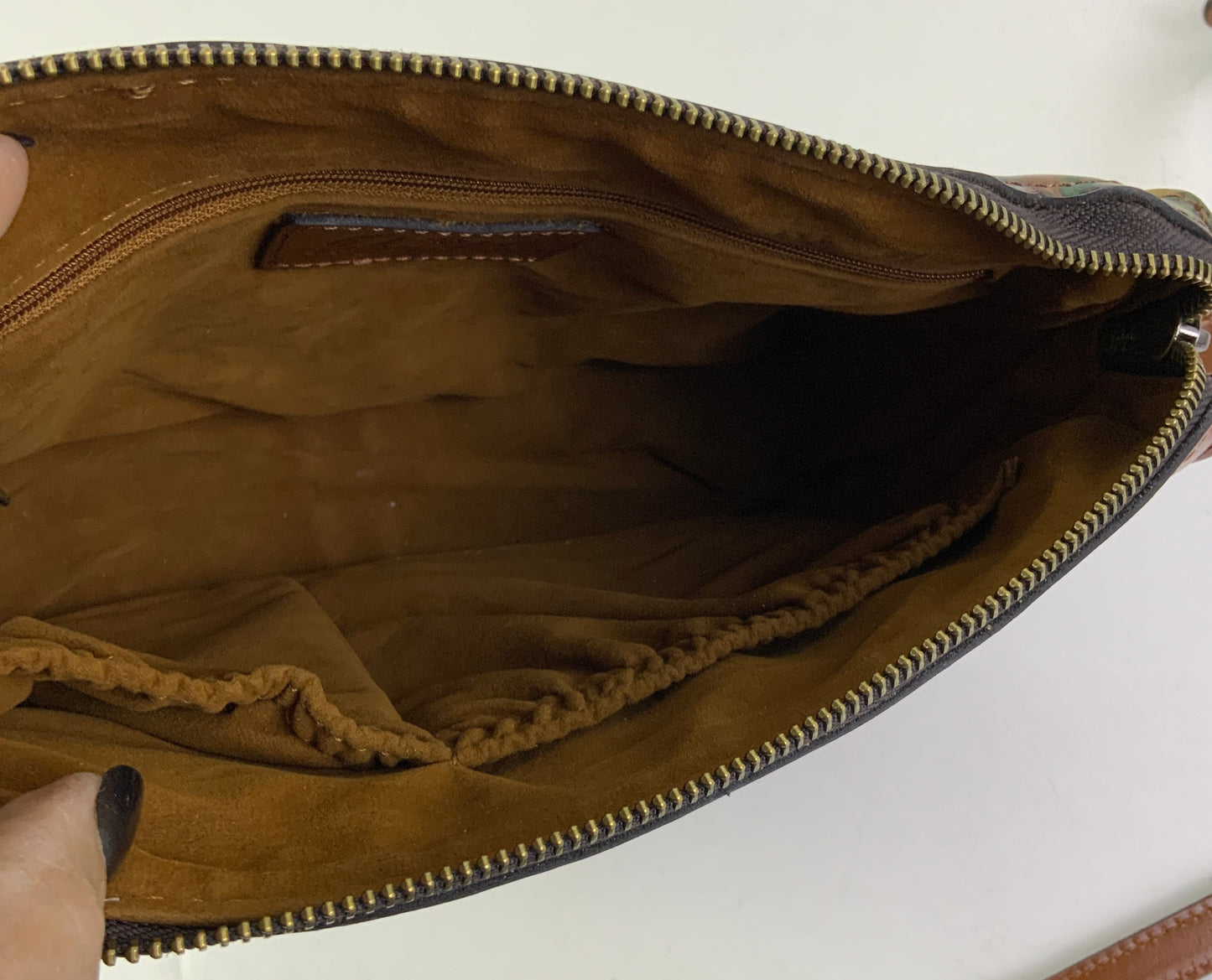Crossbody Designer By Patricia Nash In Brown & Orange, Size:Medium
