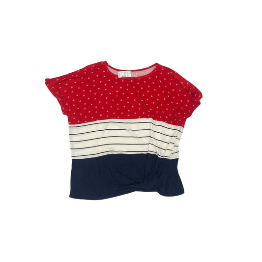 Blouse Ss By Maurices In Blue Red & White, Size:1X