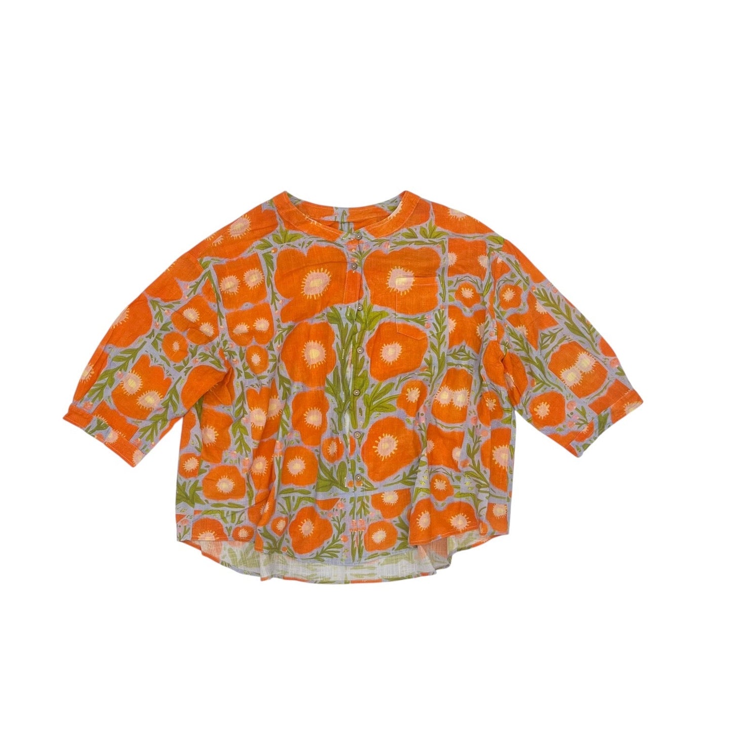 Blouse Ss By Cme In Orange & Purple, Size:2X