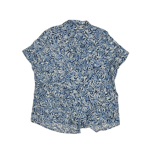 Blouse Ss By Croft And Barrow In Blue & White, Size:Xxl
