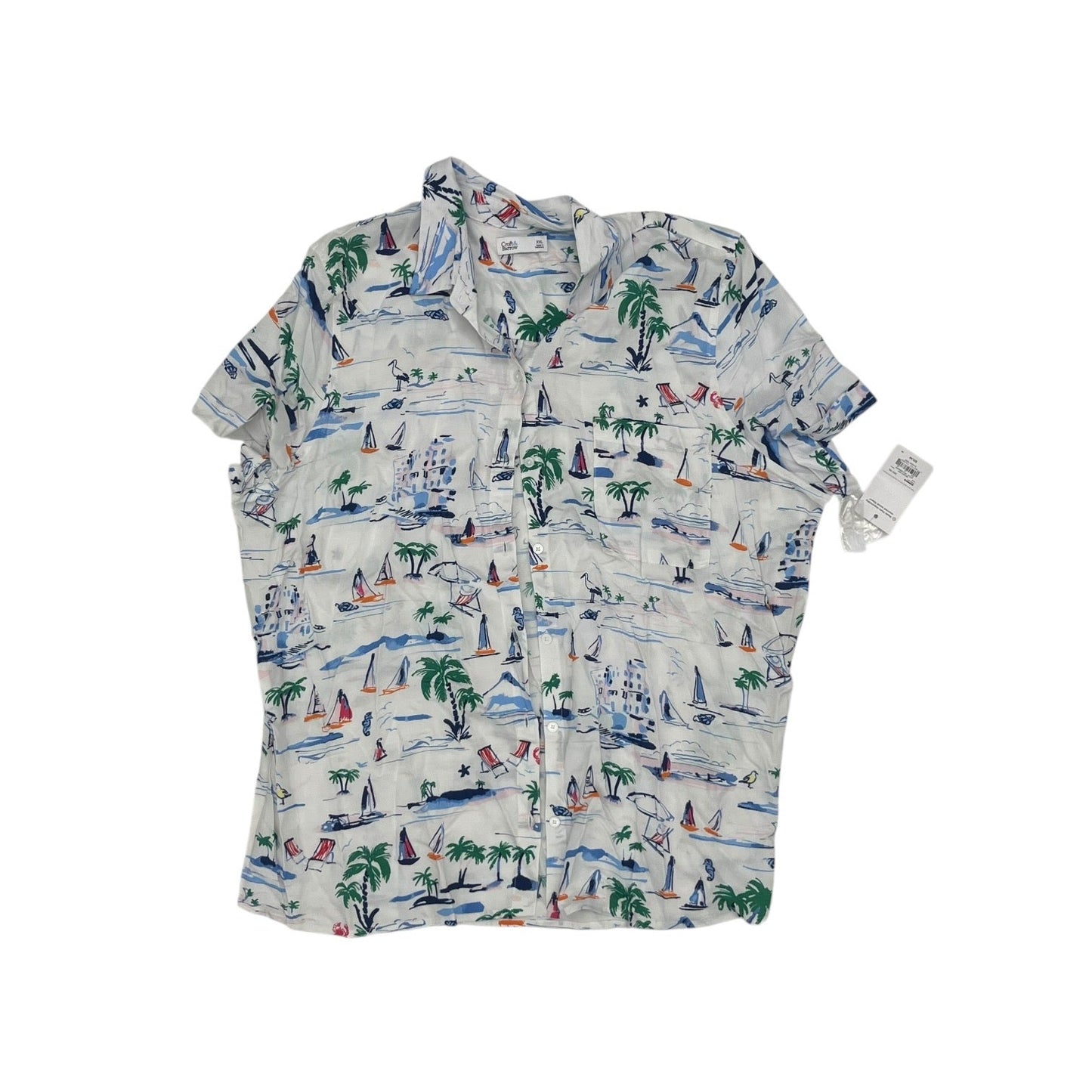 Blouse Ss By Croft And Barrow In Blue & White, Size:Xxl