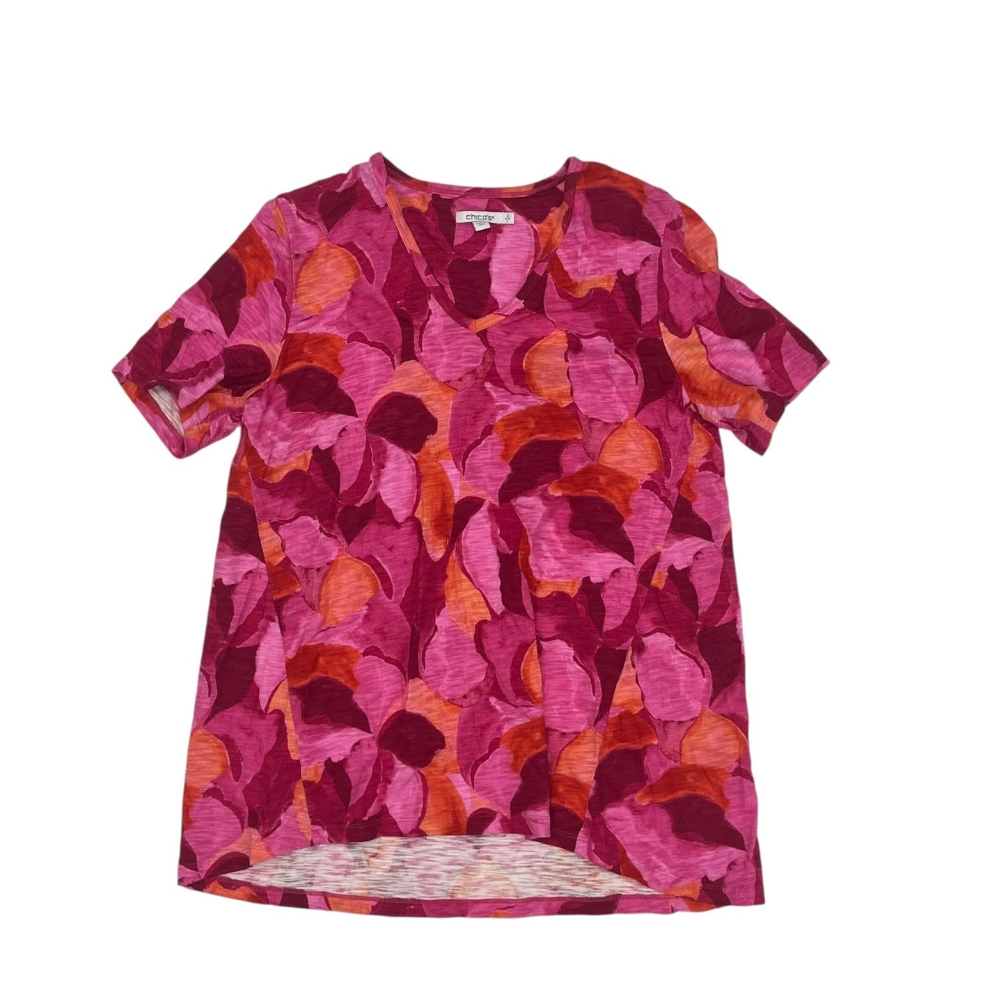 Top Ss By Chicos In Orange & Pink, Size:L