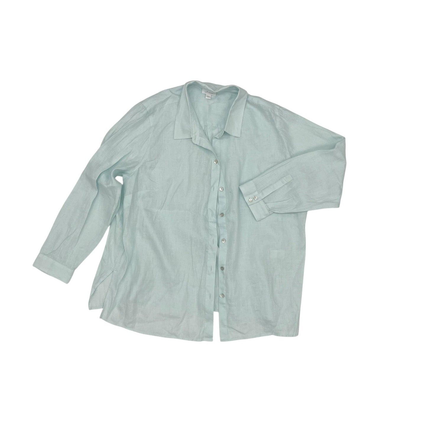 Blouse Ls By J. Jill In Aqua, Size:Xl