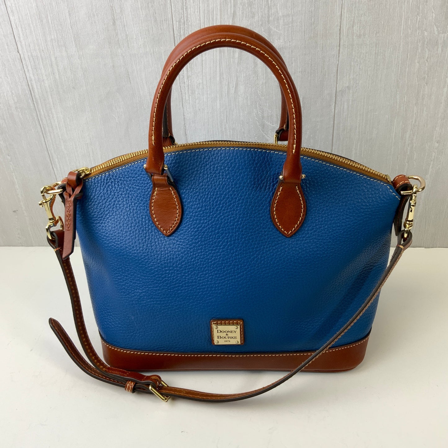 Handbag Designer By Dooney And Bourke In Blue & Brown, Size:Small