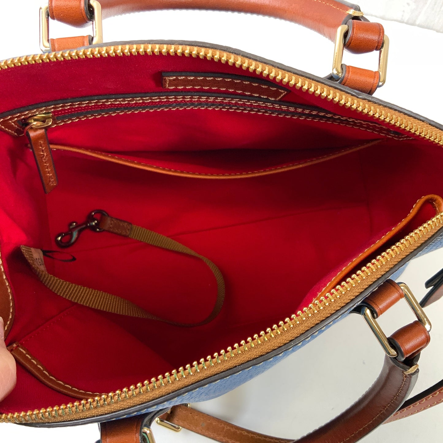 Handbag Designer By Dooney And Bourke In Blue & Brown, Size:Small