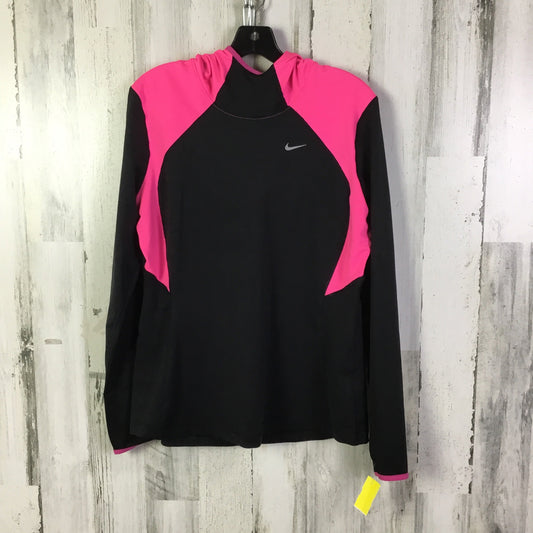 Athletic Top Ls Hoodie By Nike In Black & Pink, Size:Xl