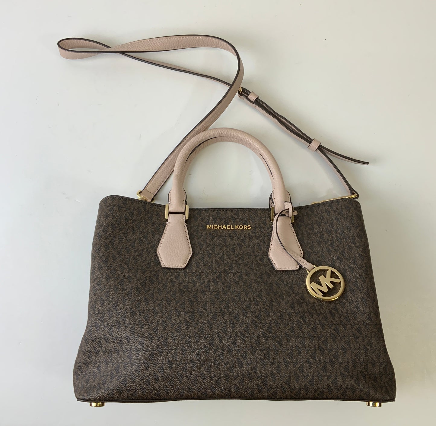 Handbag Designer By Michael Kors In Brown & Pink, Size:Large