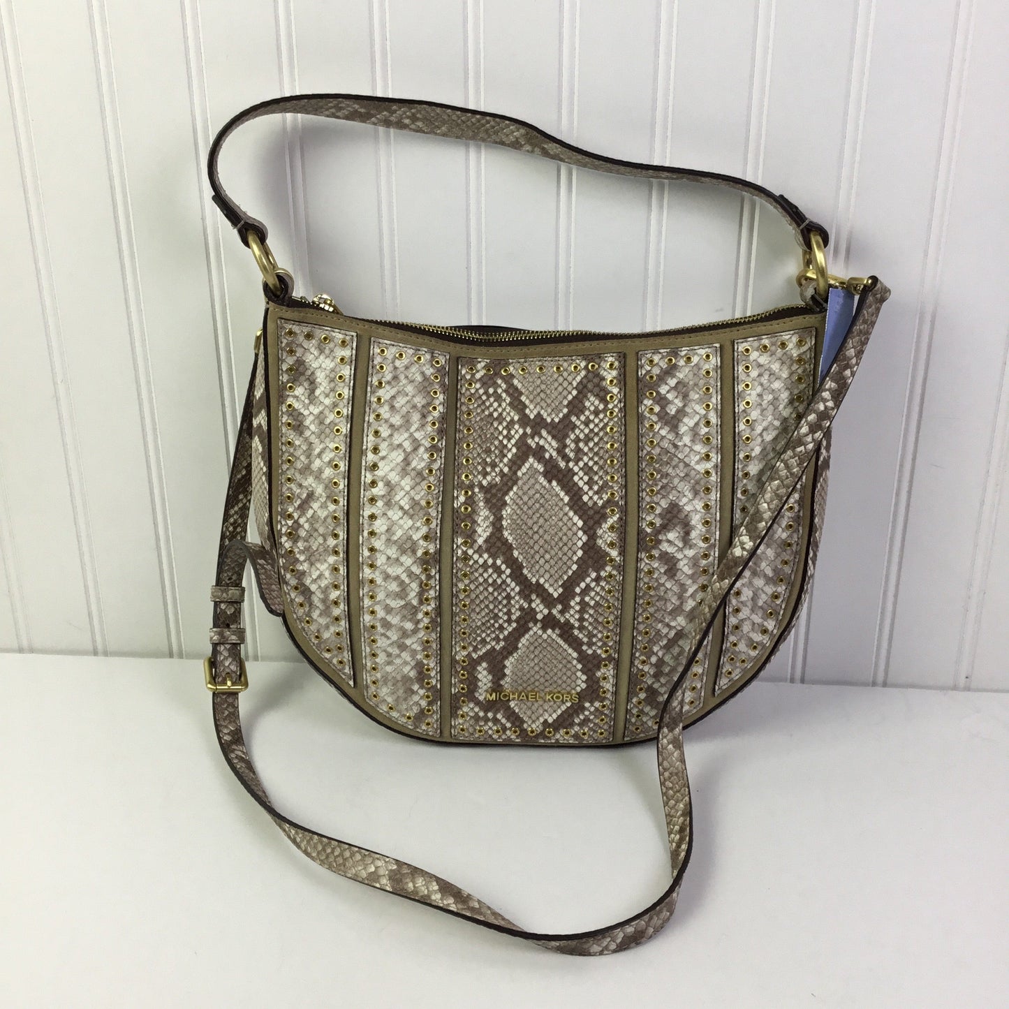 Handbag Designer By Michael Kors In Snakeskin Print, Size:Small