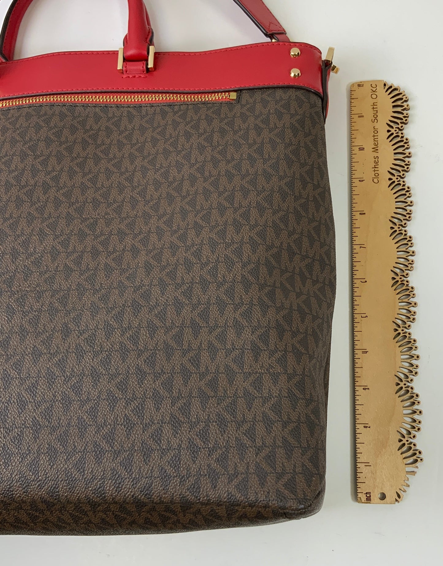 Handbag Designer By Michael Kors In Brown & Red, Size:Large