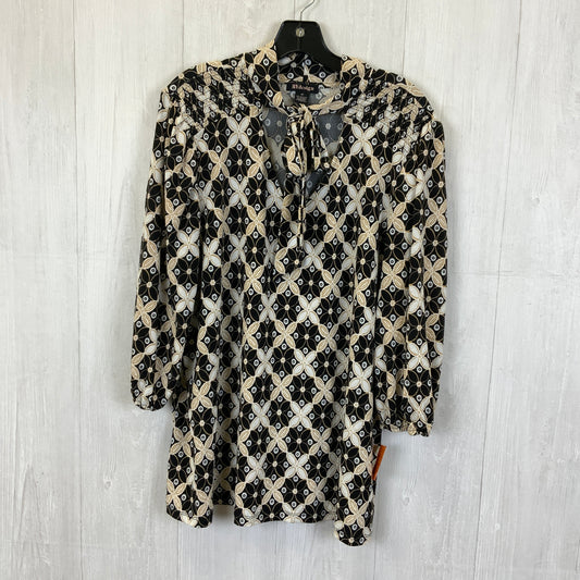 Top 3/4 Sleeve By By Design In Black & Cream, Size:2X