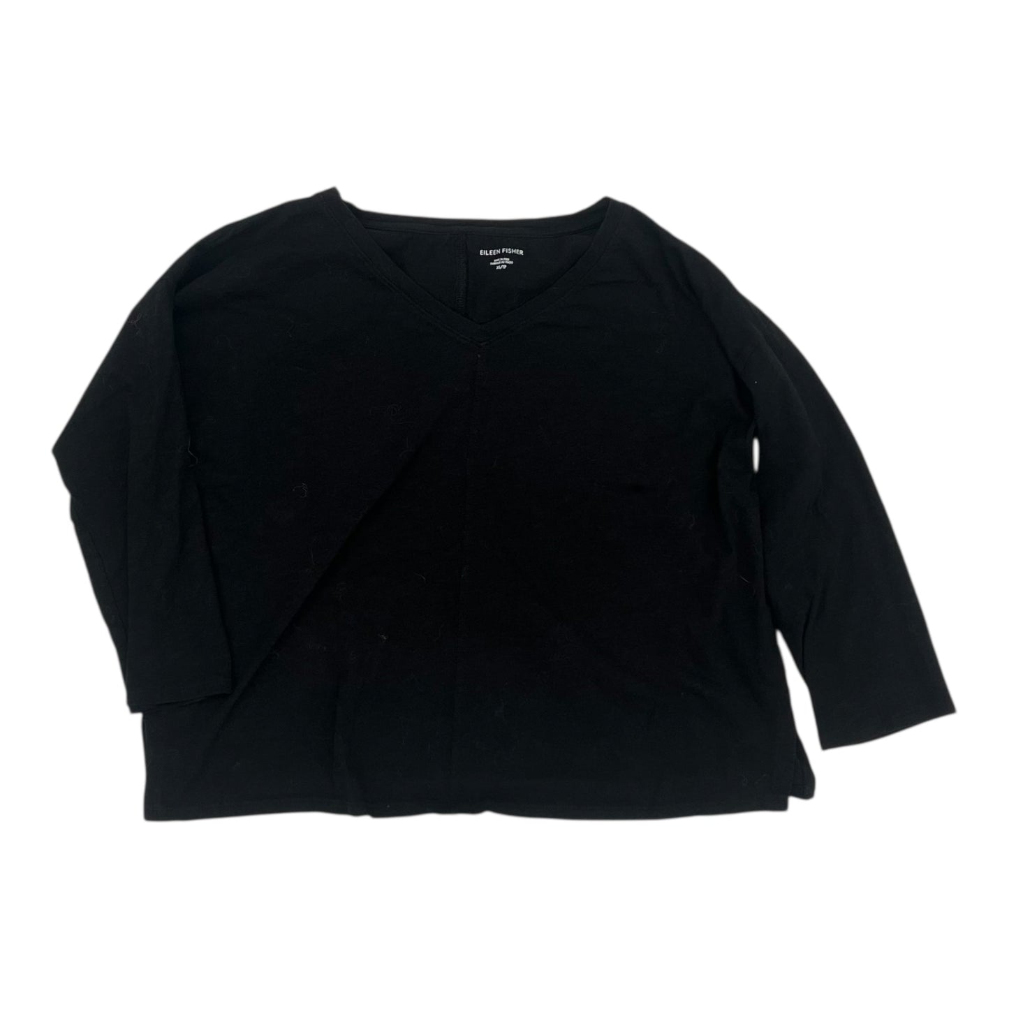 Top 3/4 Sleeve By Eileen Fisher In Black, Size:Xs
