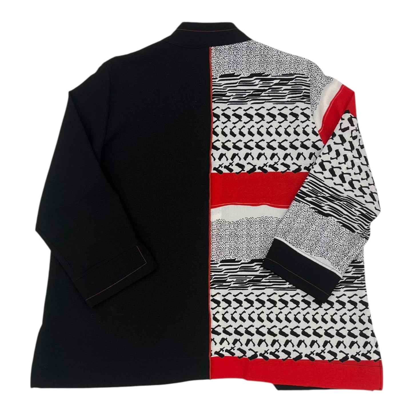 Cardigan By Ali Miles In Black & White, Size:1X