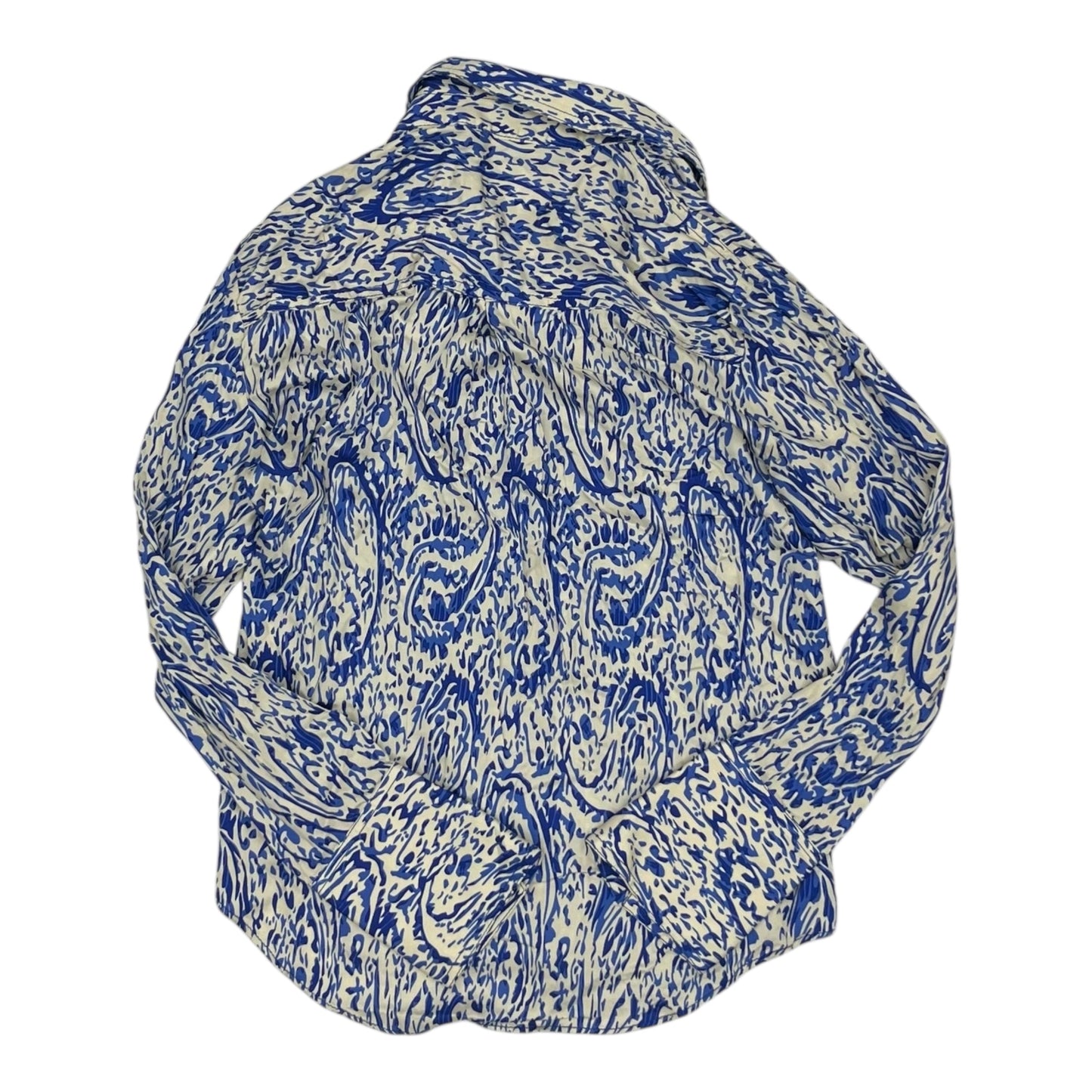 Blouse Ls By Zara In Blue & Cream, Size:Xs