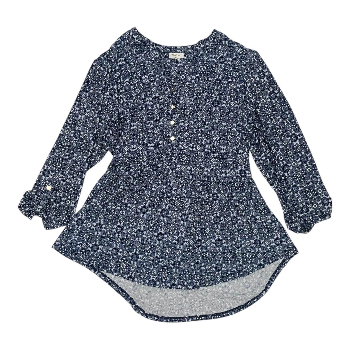 Blouse Ls By Westport In Blue, Size:1X