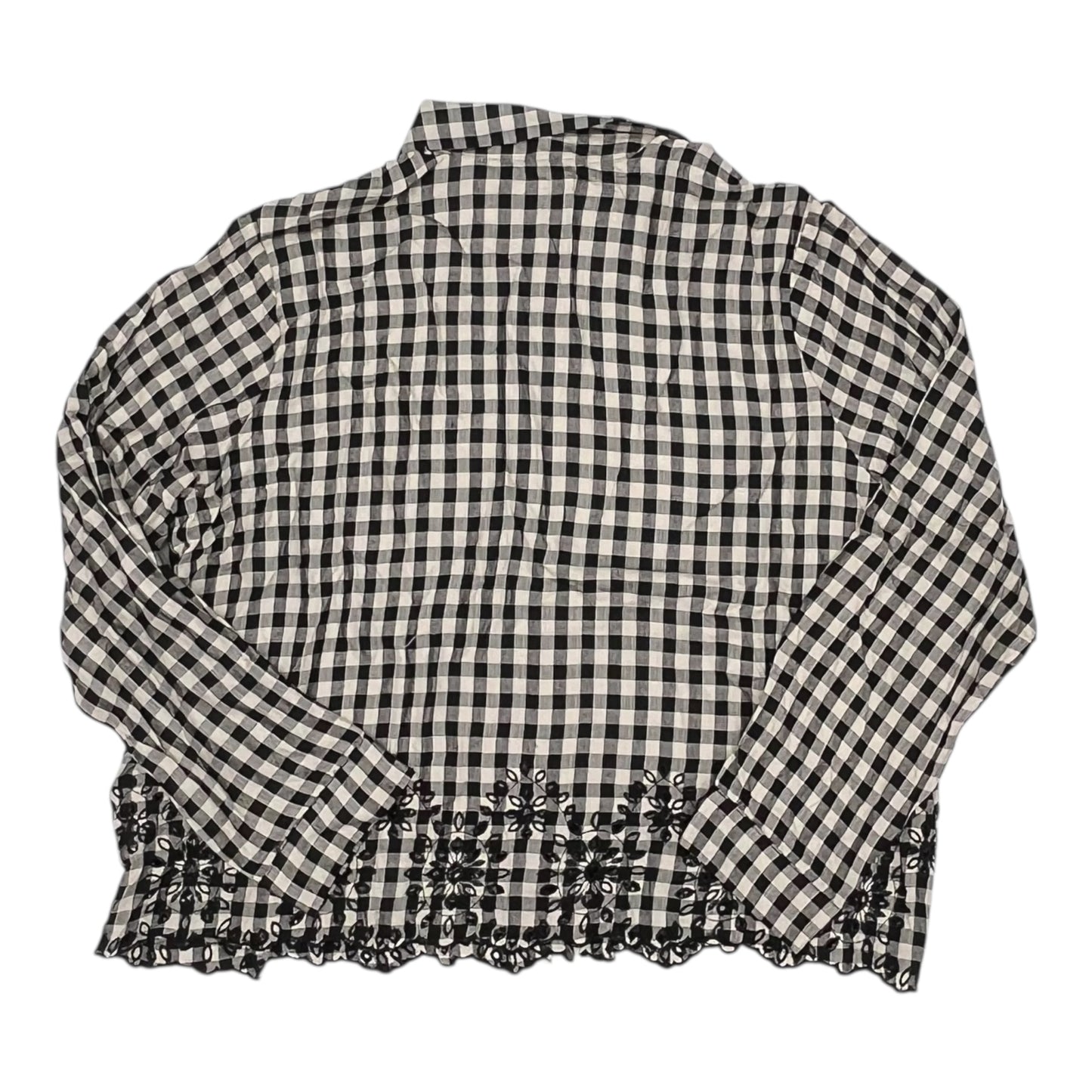 Blouse Ls By Grace + Karma In Black & Tan, Size:1X