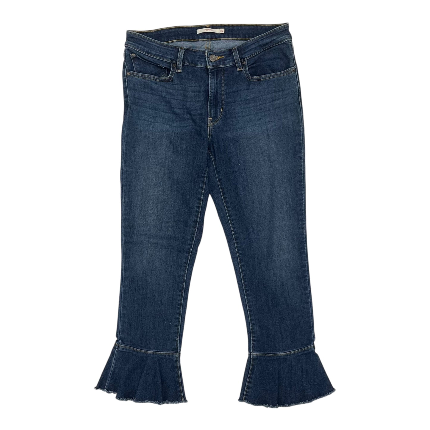 Jeans Cropped By Levis In Blue Denim, Size:10