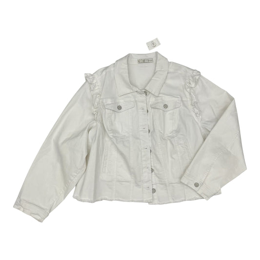 Jacket Denim By Cato In White Denim, Size:4X