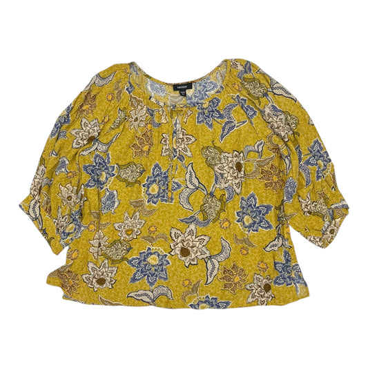 Blouse 3/4 Sleeve By Karen Kane In Yellow, Size:3X