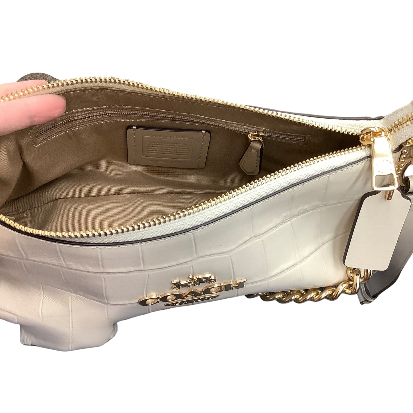 Crossbody Designer By Coach In White, Size:Small