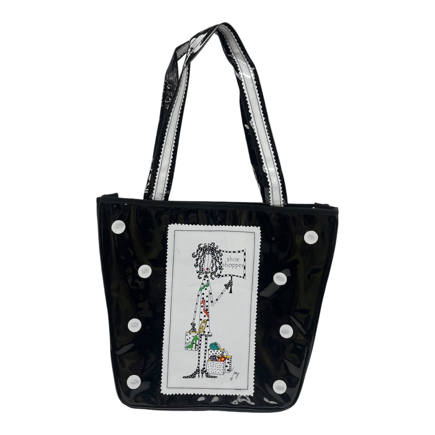 Tote By Clothes Mentor In Black & White, Size:Medium