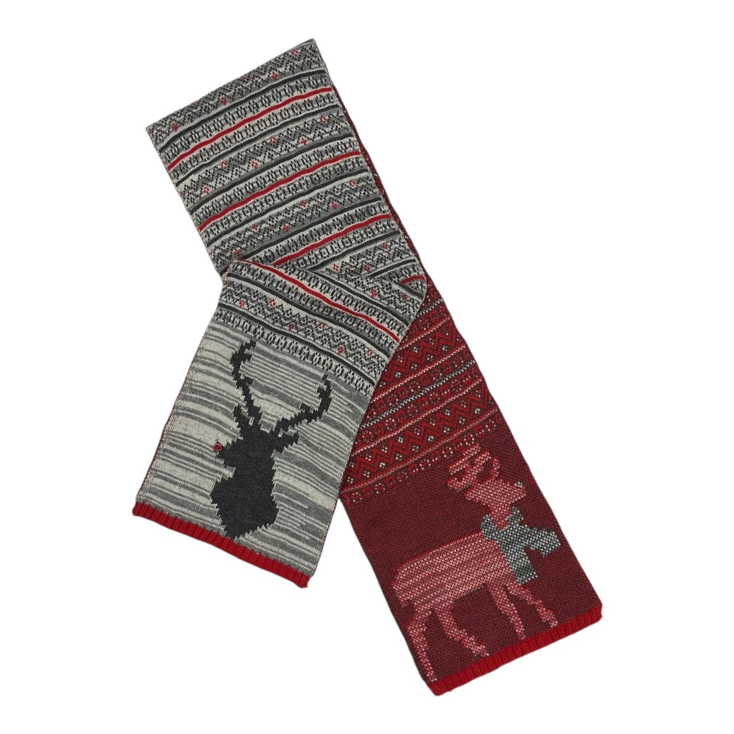 Scarf Winter By Clothes Mentor In Grey & Red