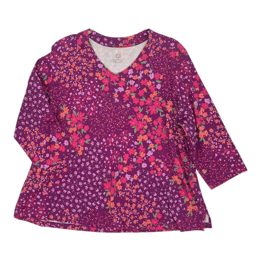 Top 3/4 Sleeve By Isaac Mizrahi Live Qvc In Purple, Size:2X