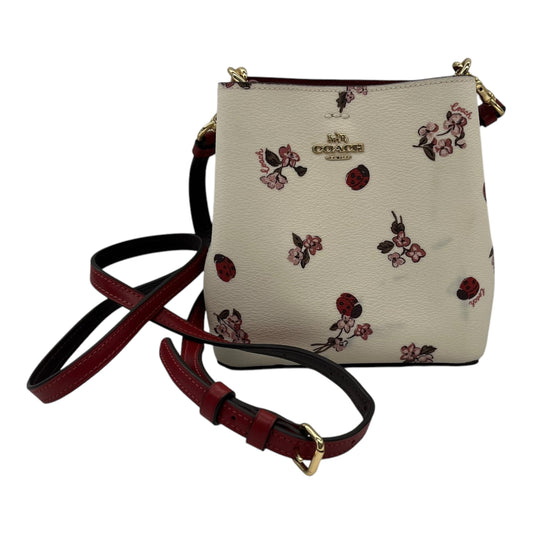 Crossbody Designer By Coach In Cream & Red, Size:Small